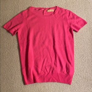 Bright Pink Shirt-sleeve Cashmere Tshirt